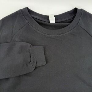 Alternative Apparel Black Raglan Sleeve Crewneck Sweatshirt Pullover XS Raw Hem